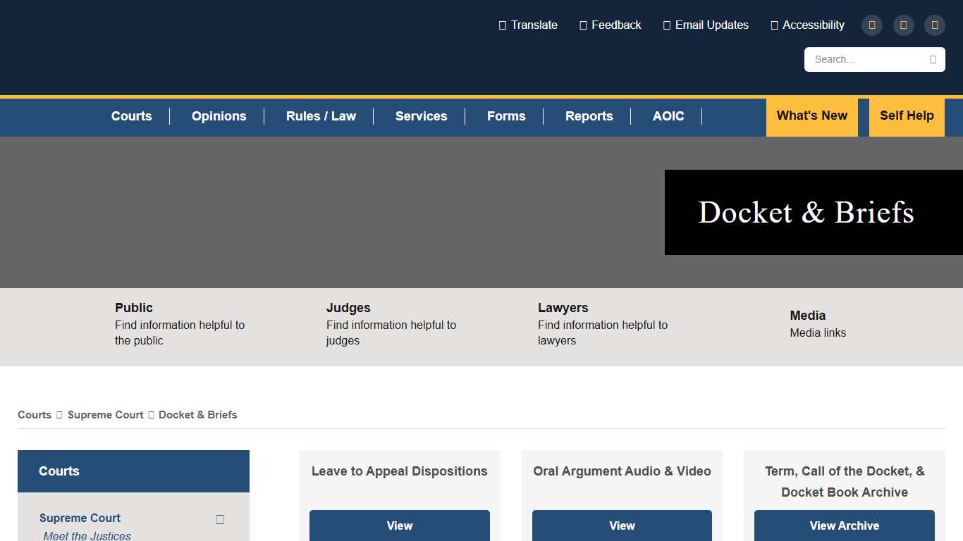 Supreme Court Docket & Briefs