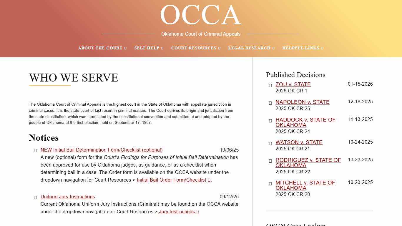 OCCA – Oklahoma Court of Criminal Appeals